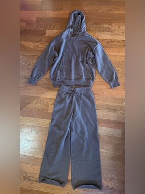 Cozy Two-Piece Hoodie & Wide-Leg Lounge Set - Taupe